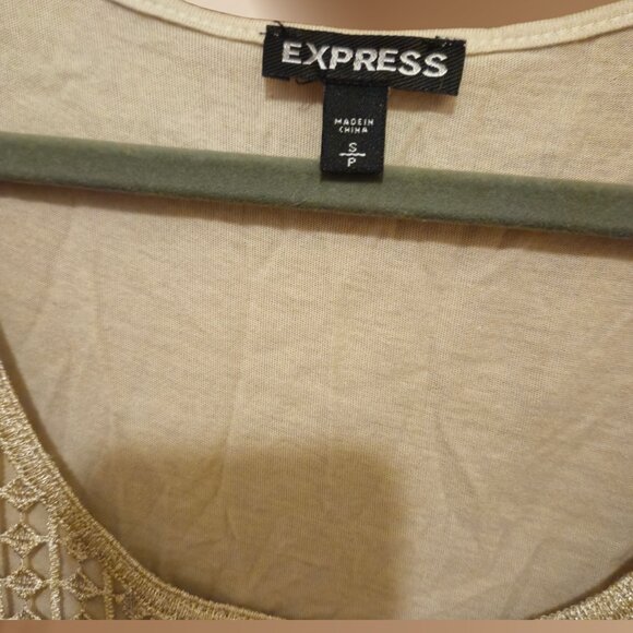 Express Cream Crochet Overlay Tank Top | Size S - Picture 4 of 4